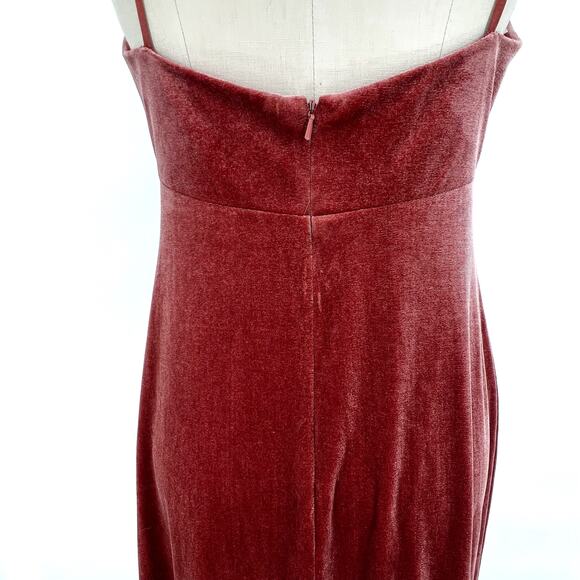 Jenny Yoo Melanie Maxi Slip Dress English Rose Stretch Velvet Womens size 6 - Picture 14 of 16